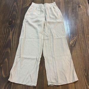 DIVIDED H&M Womens Wide Leg Pants XS Beige Crinkle Textured Pull-On Casual